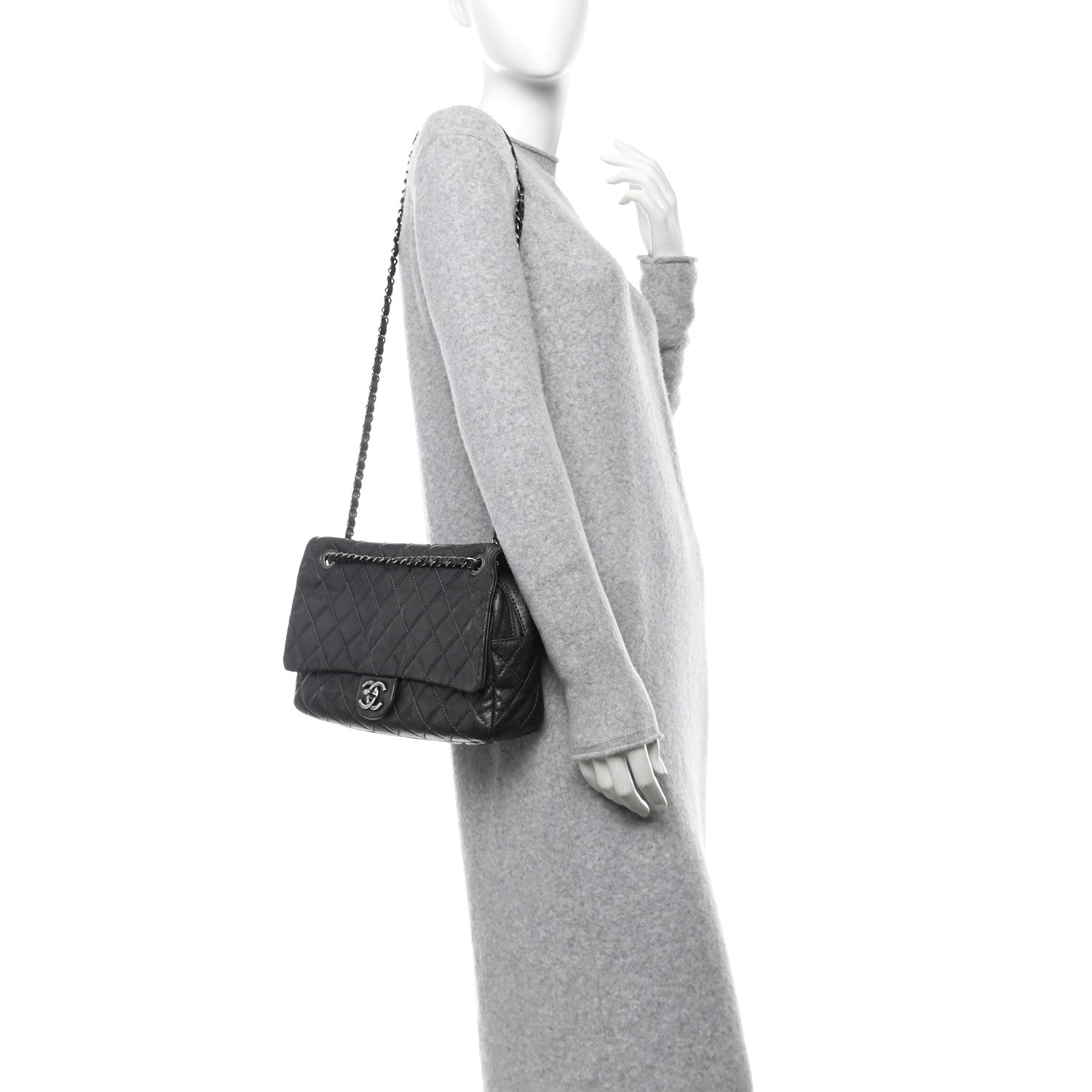 Chanel Iridescent Caviar Quilted Jumbo Easy Flap Grey 2 of 10
