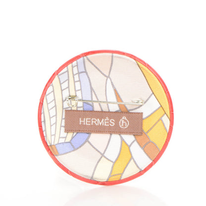 Hermes Matte Alligator Petit H Pin Brooch GM Bougainvillea 3 of 3