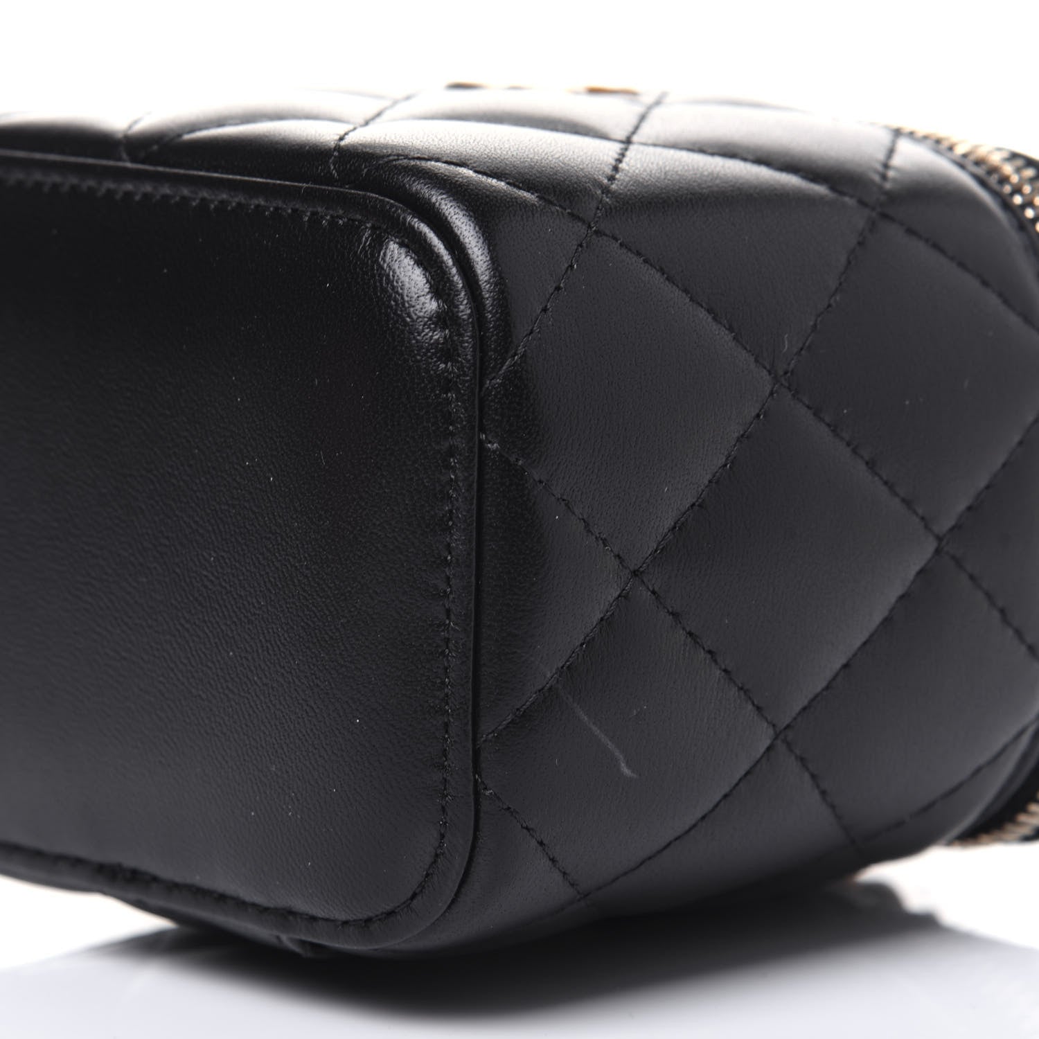 Chanel Lambskin Quilted Top Handle Mini Vanity Case With Chain Black 9 of 11