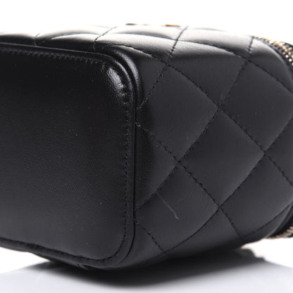 Chanel Lambskin Quilted Top Handle Mini Vanity Case With Chain Black 9 of 11