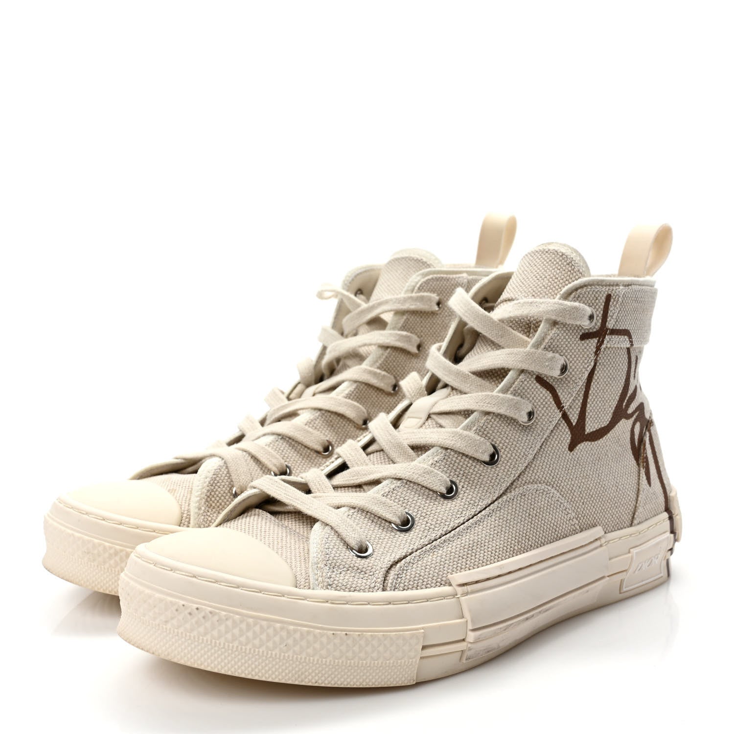 Christian Dior X CACTUS JACK Canvas Mens B23 High Top Sneakers 42 Beige 3 of 8