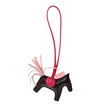 Hermes Milo Lambskin Matte Alligator Touch Grigri Rodeo Horse Bag Charm PM Rouge Sellier Framboise Rose Sakura 1 of 4