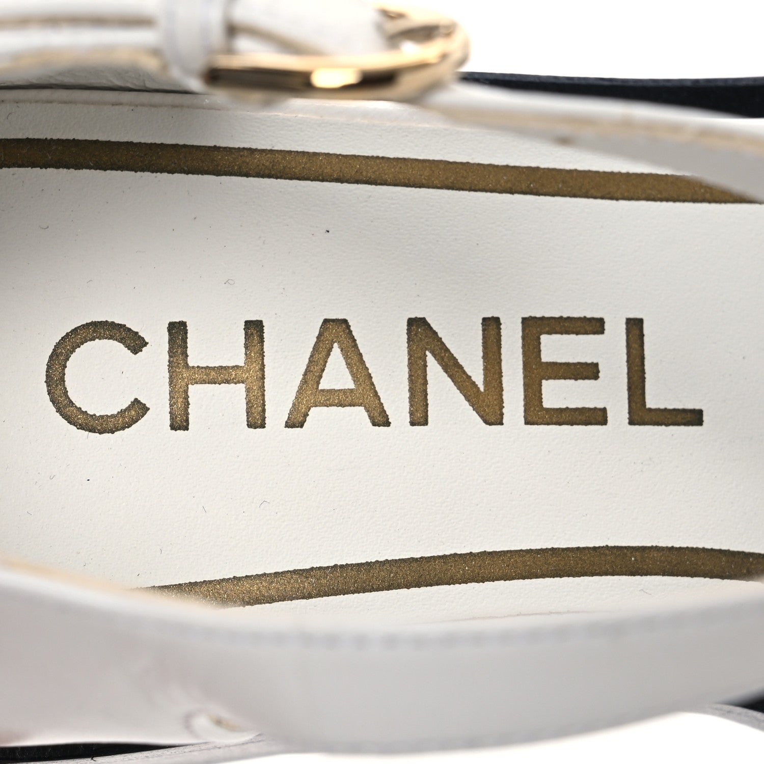 Chanel Shiny Goatskin Mary Jane Flats 35 White Black 8 of 13