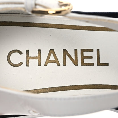 Chanel Shiny Goatskin Mary Jane Flats 35 White Black 8 of 13