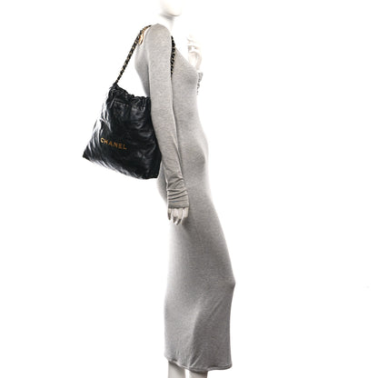 Chanel Shiny Calfskin Quilted Small Chanel 22 Black 2 of 10
