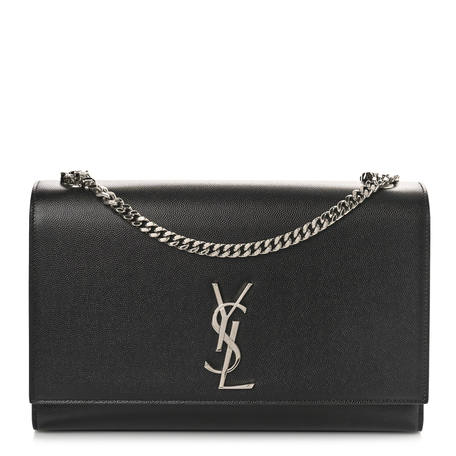 Saint Laurent Grain De Poudre Large Classic Monogram Kate Satchel Black 1 of 9