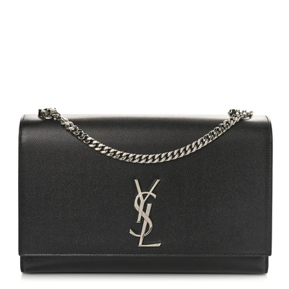 Saint Laurent Grain De Poudre Large Classic Monogram Kate Satchel Black 1 of 9