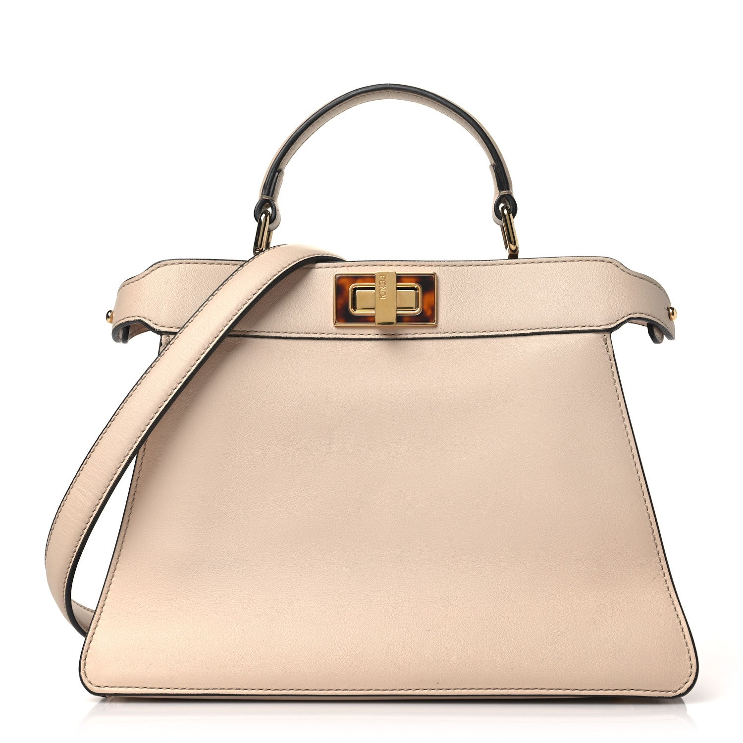 Fendi Vitello Seta Shiny Nappa Plexiglass Medium Peekaboo I SEE U Satchel Light Rose 1 of 10