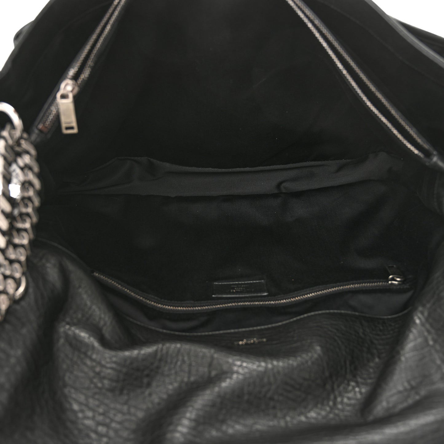 Grained Lambskin Monogram Oversized Niki Chain Satchel Black