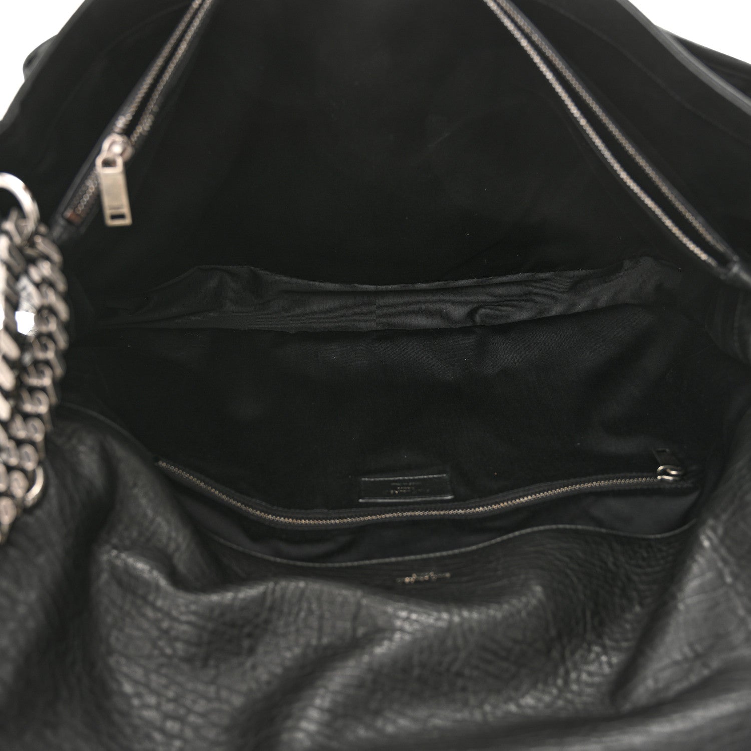 Saint Laurent Grained Lambskin Monogram Oversized Niki Chain Satchel Black 4 of 13