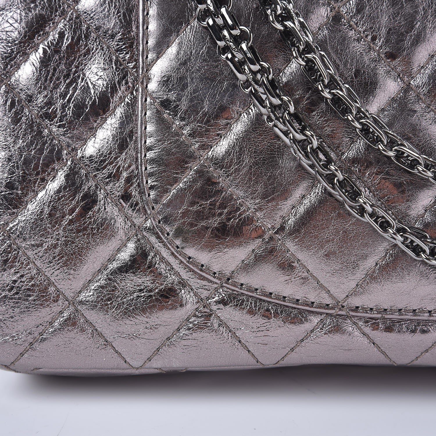 Chanel Metallic Aged Calfskin Quilted 2.55 Reissue 226 Flap Dark Silver 9 of 9
