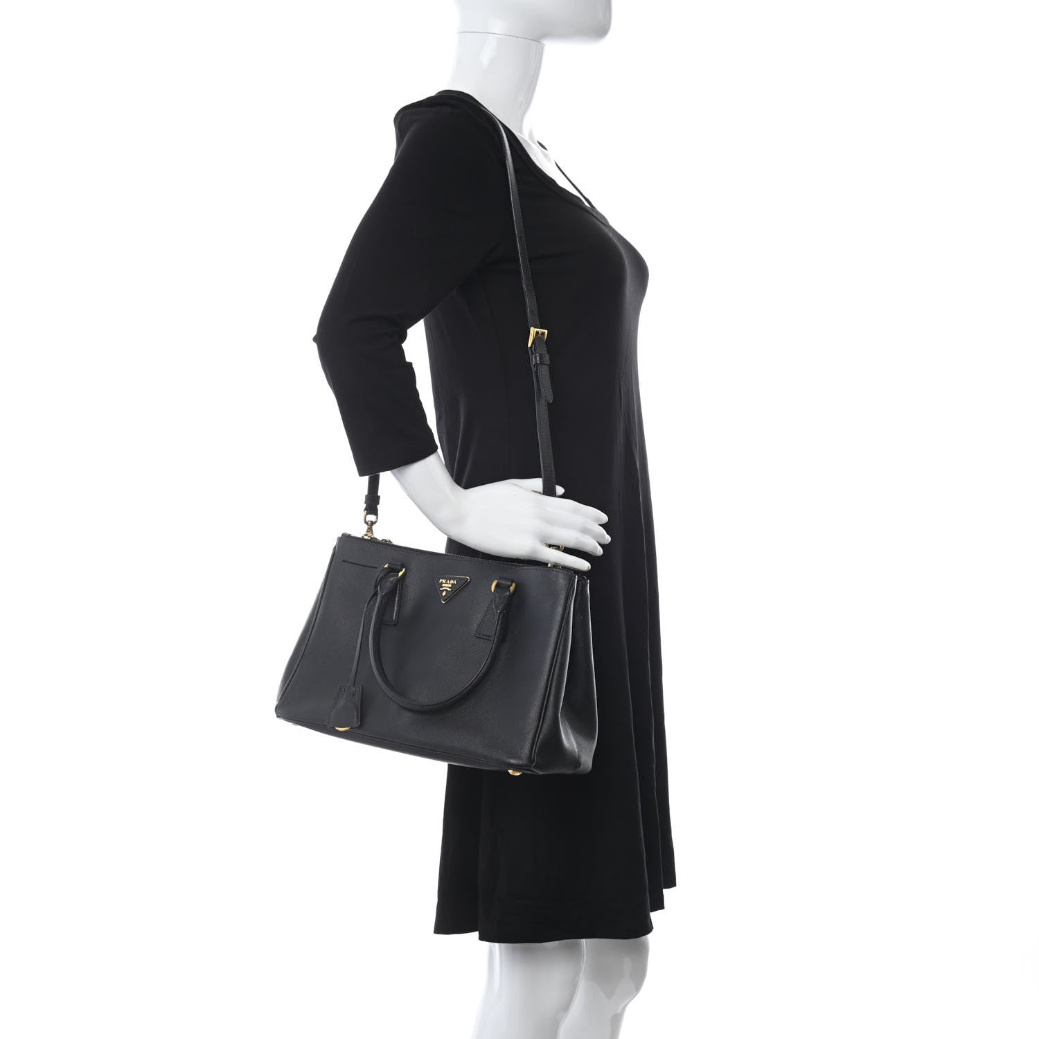 Prada Saffiano Small Galleria Double Zip Tote Black 2 of 11