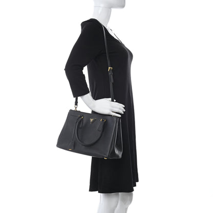 Prada Saffiano Small Galleria Double Zip Tote Black 2 of 11