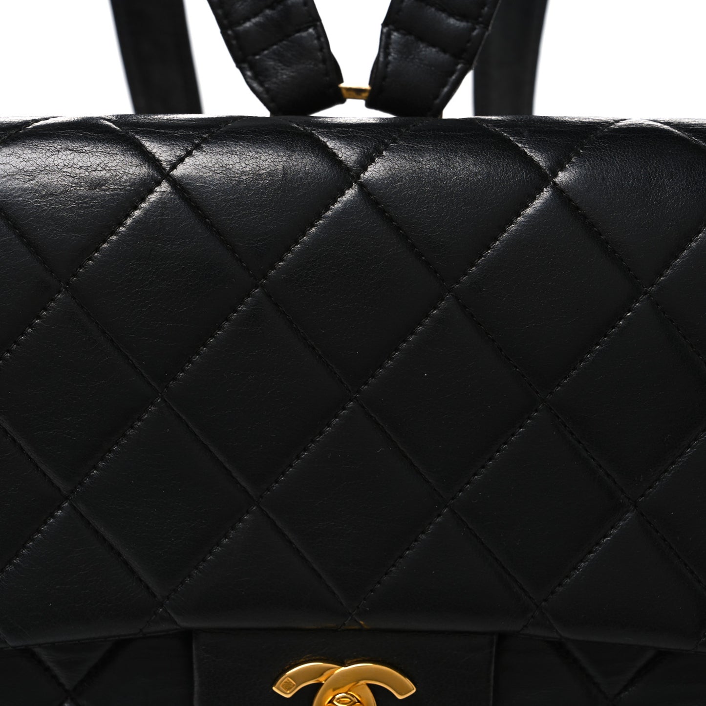 Lambskin Quilted Backpack Black