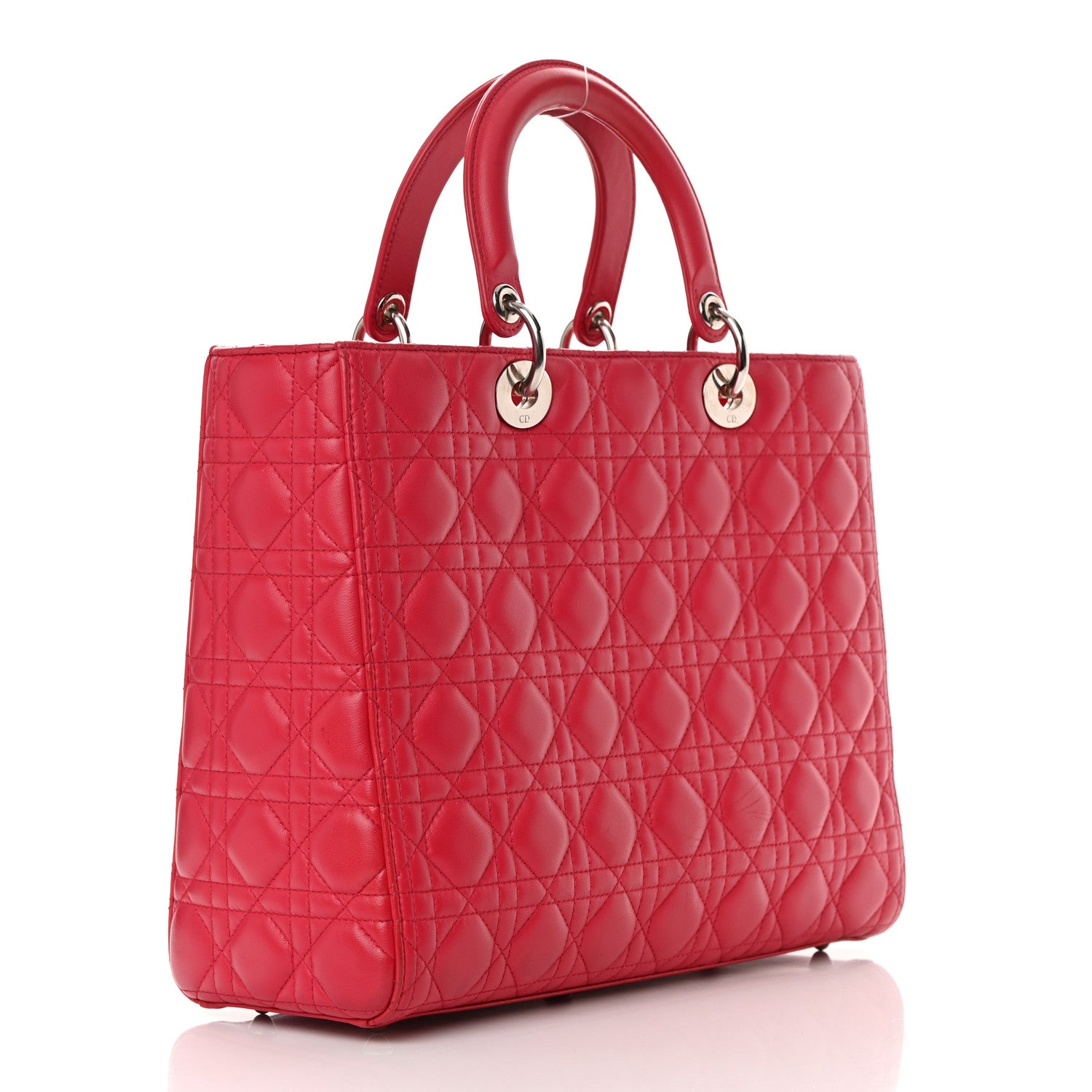 Christian Dior Lambskin Cannage Large Lady Dior Fuchsia 3 of 18