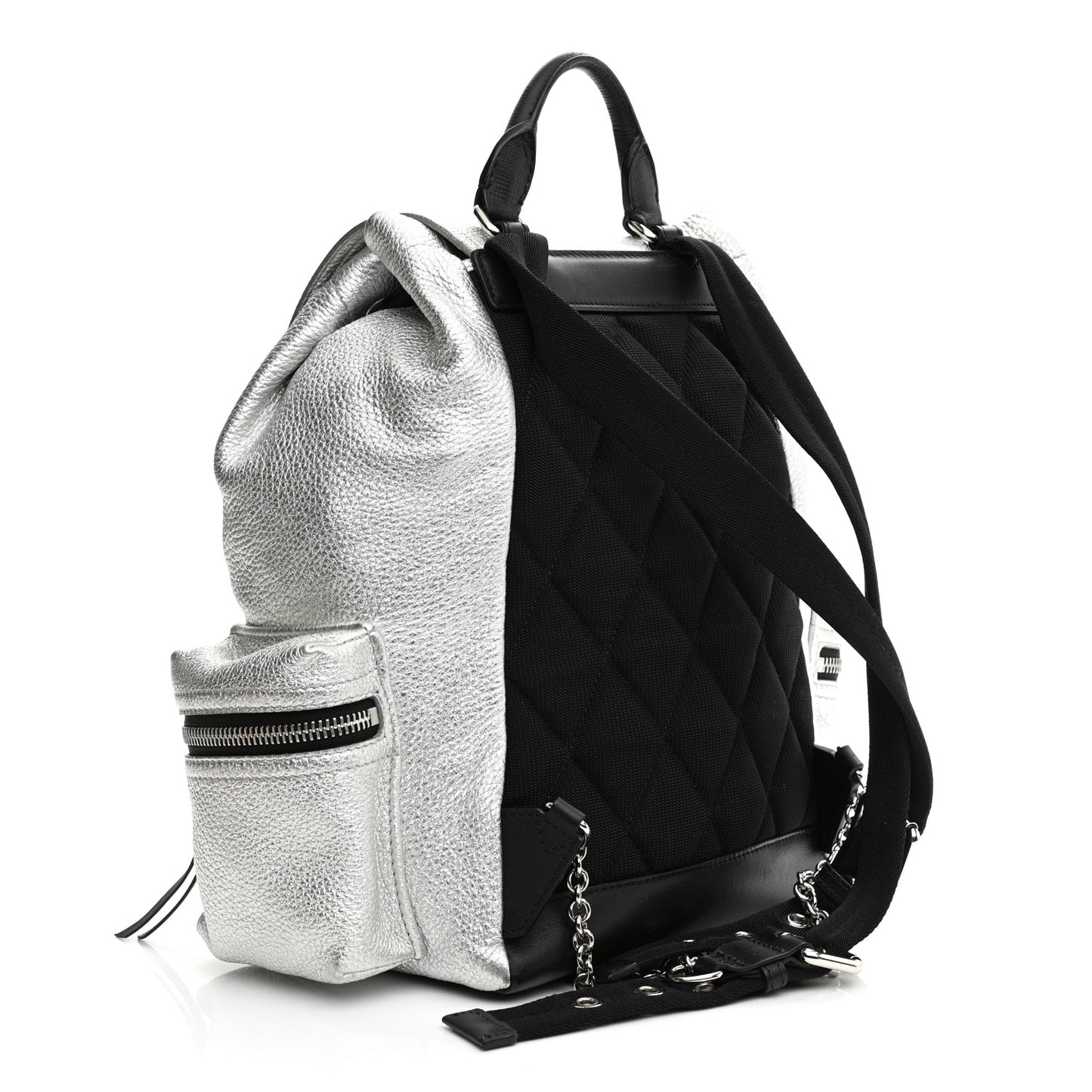 Metallic Deerskin Medium Rucksack Backpack Silver