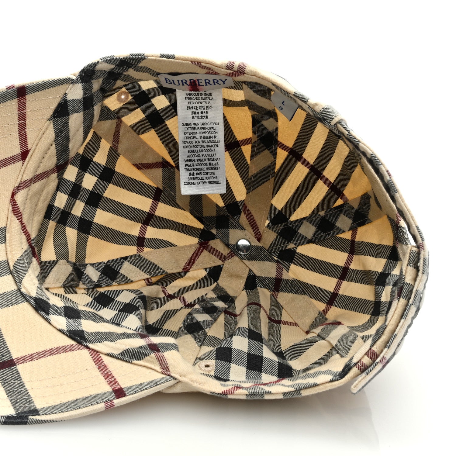Burberry Cotton Archive Check Baseball Cap L Stone 6 of 7