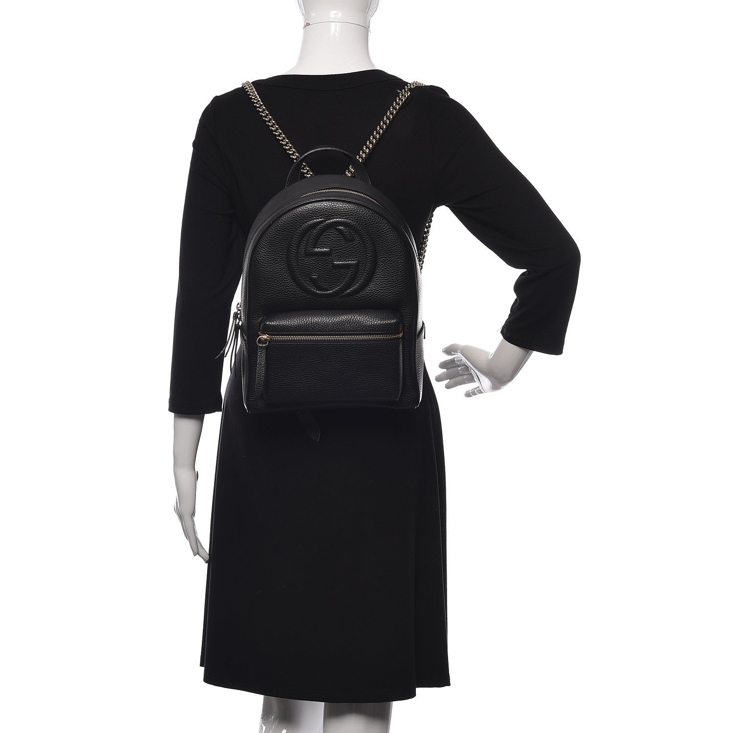 Gucci Pebbled Calfskin Soho Chain Backpack Black 2 of 12
