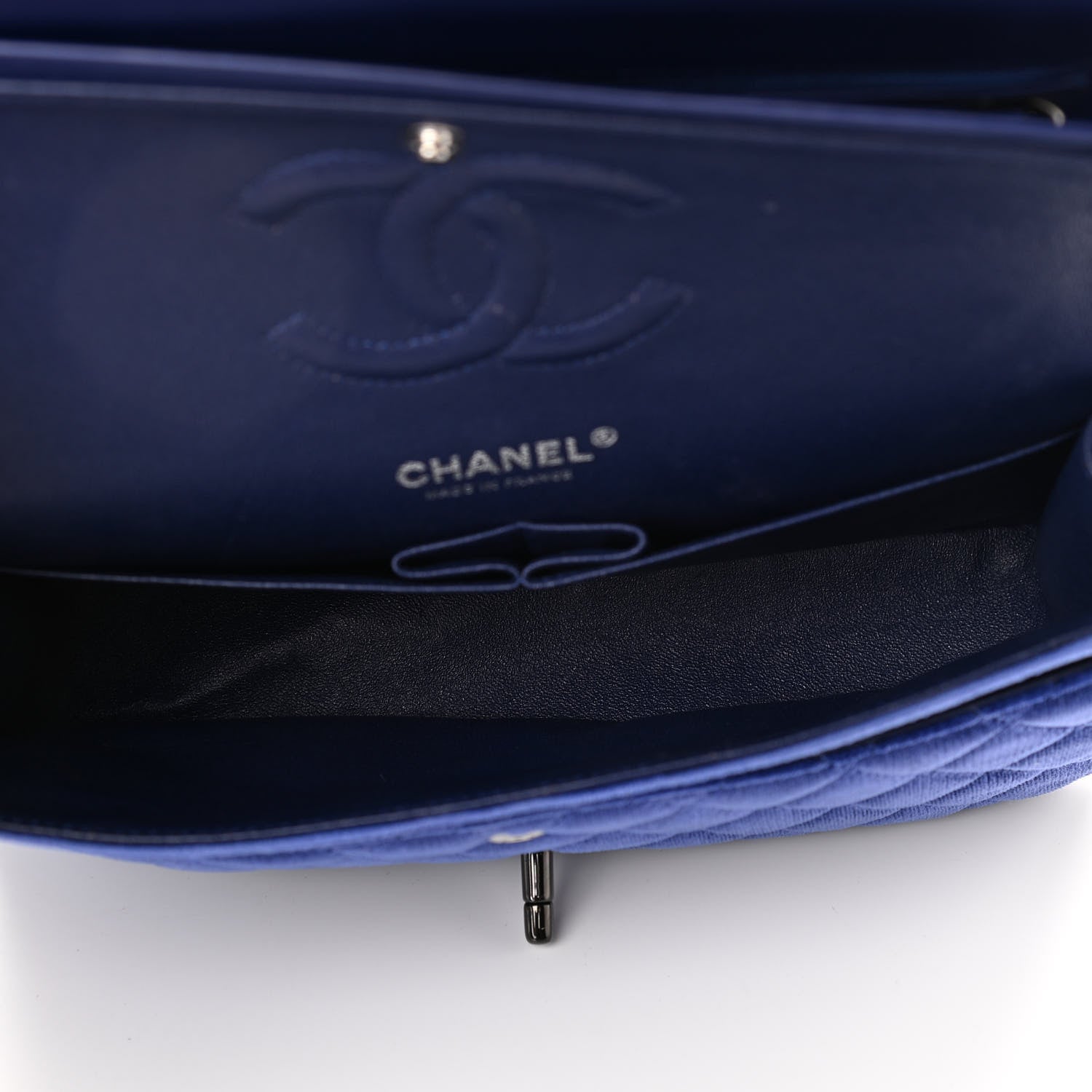 Chanel Velvet Quilted Medium Double Flap Navy Blue 5 of 10