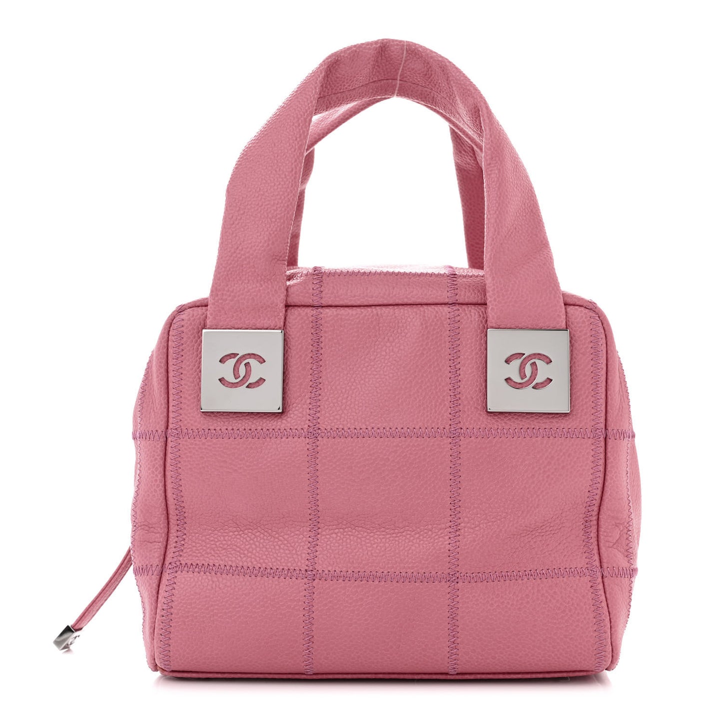 Caviar Square Stitched Bowler Pink