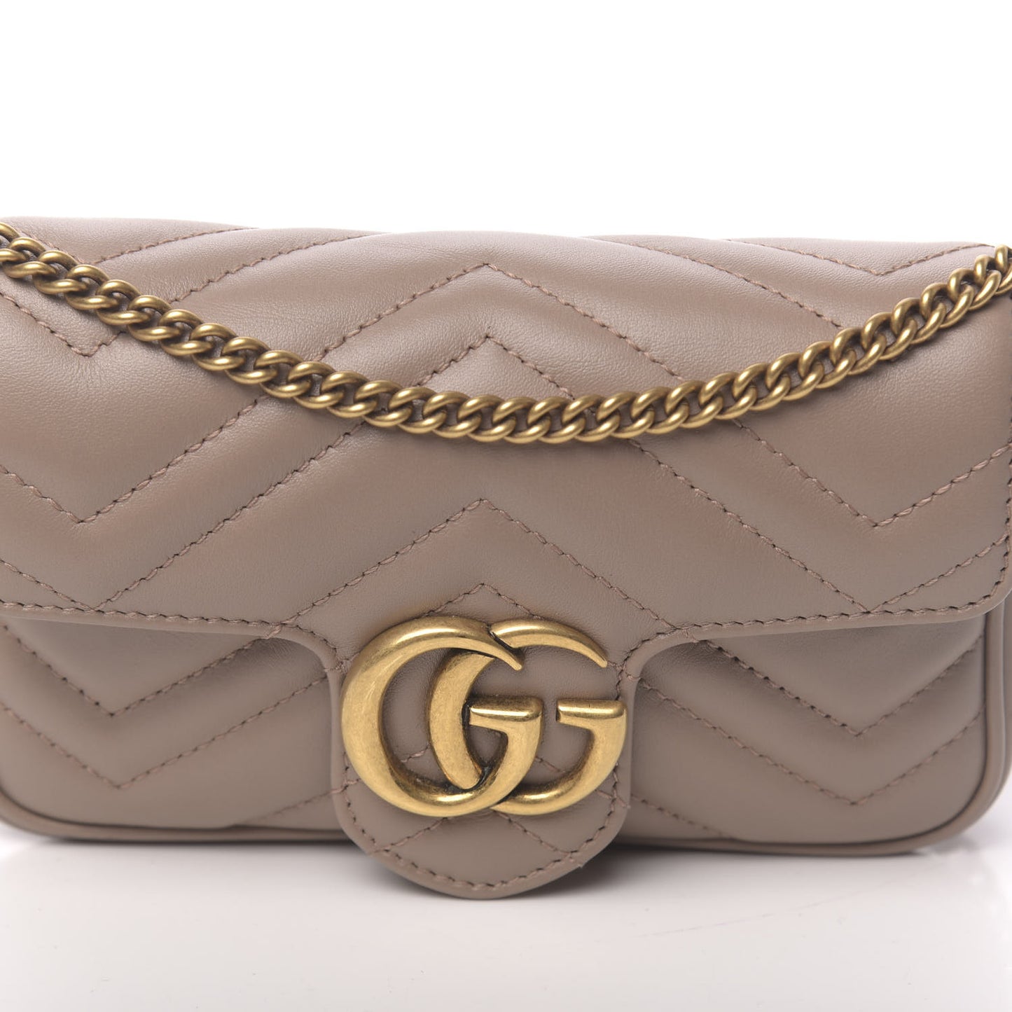 Calfskin Matelasse Super Mini GG Marmont Shoulder Bag Porcelain Rose