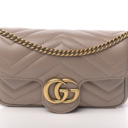 Gucci Calfskin Matelasse Super Mini GG Marmont Shoulder Bag Porcelain Rose 10 of 11