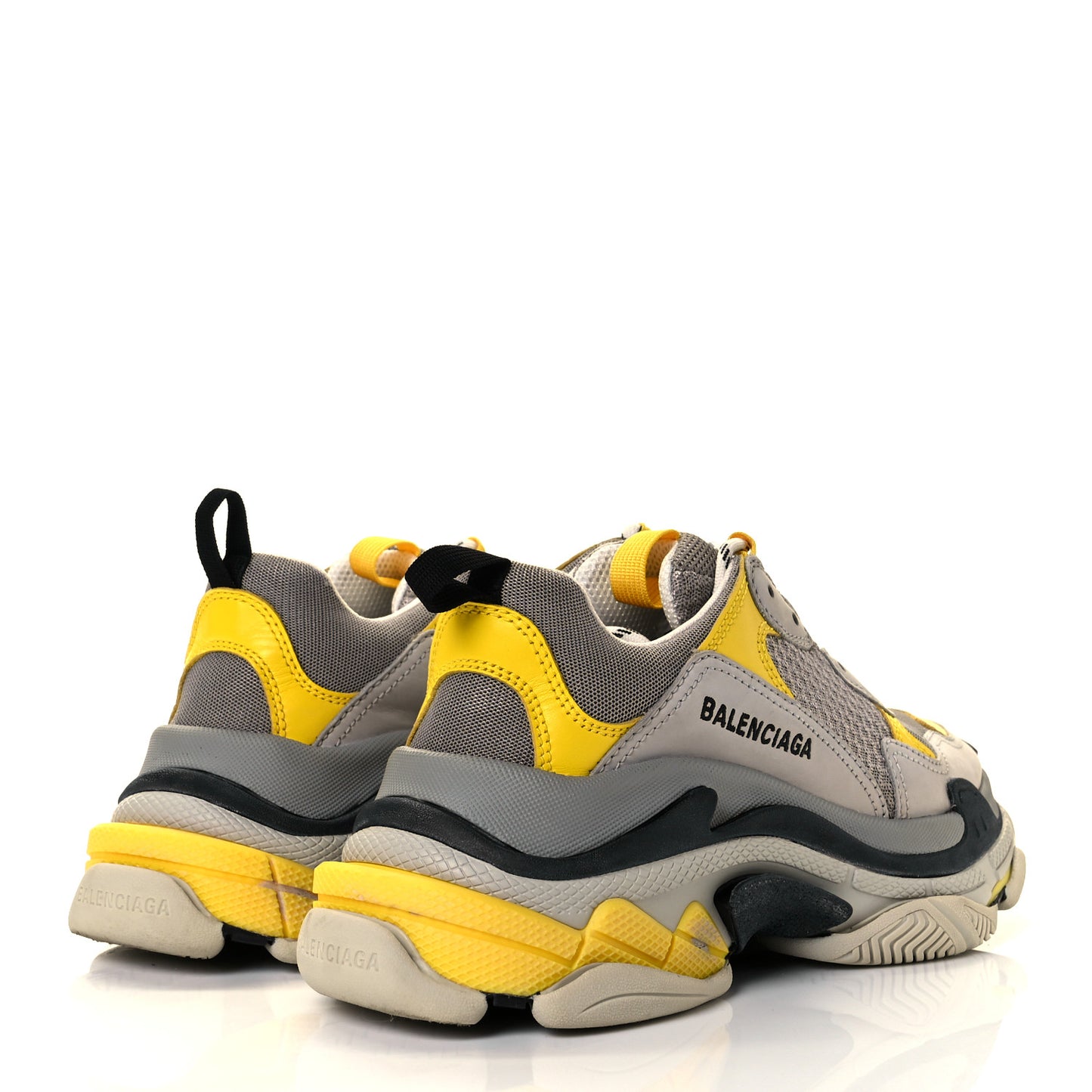 Fabric Mesh Mens Triple S Sneakers 39 Yellow Grey White