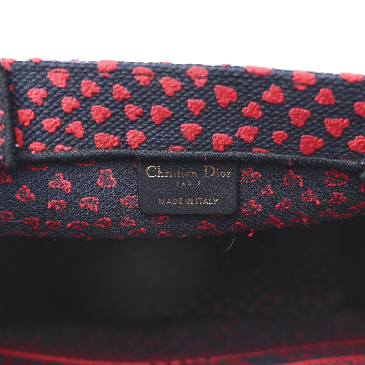 Canvas Embroidered Pop Heart I Love Paris Medium Book Tote Red Multicolor