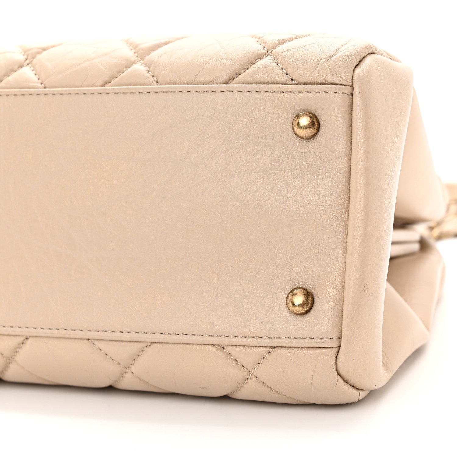 Chanel Aged Calfskin Large Just Mademoiselle Bowling Bag Beige 10 of 14