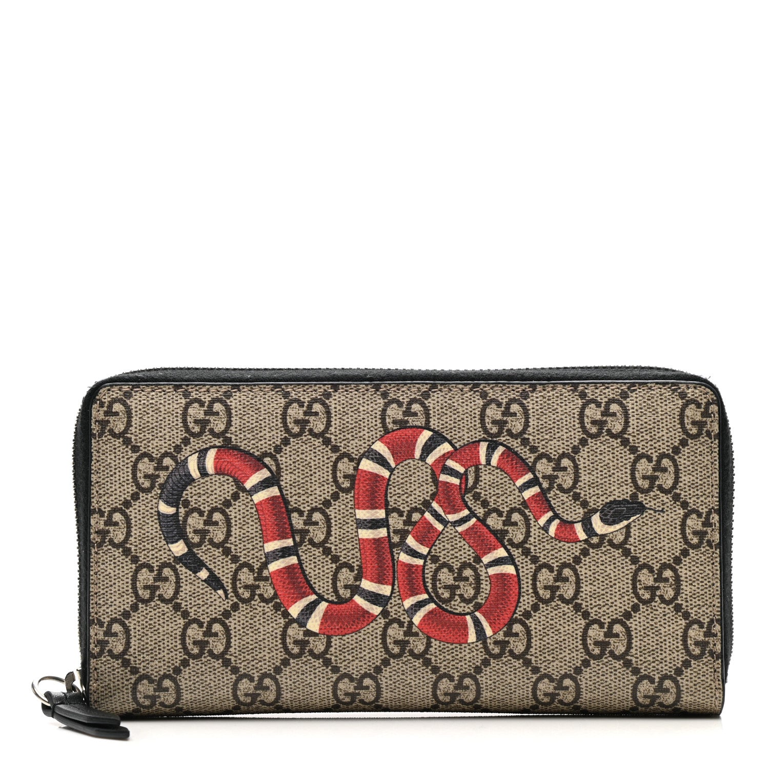 Gucci GG Supreme Monogram Kingsnake Zip Around Wallet Black 1 of 6