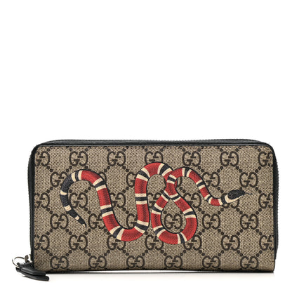 Gucci GG Supreme Monogram Kingsnake Zip Around Wallet Black 1 of 6