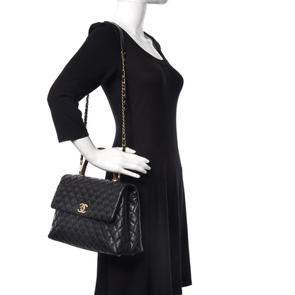 Chanel Caviar Lizard Quilted Medium Coco Handle Flap Black 2 of 11