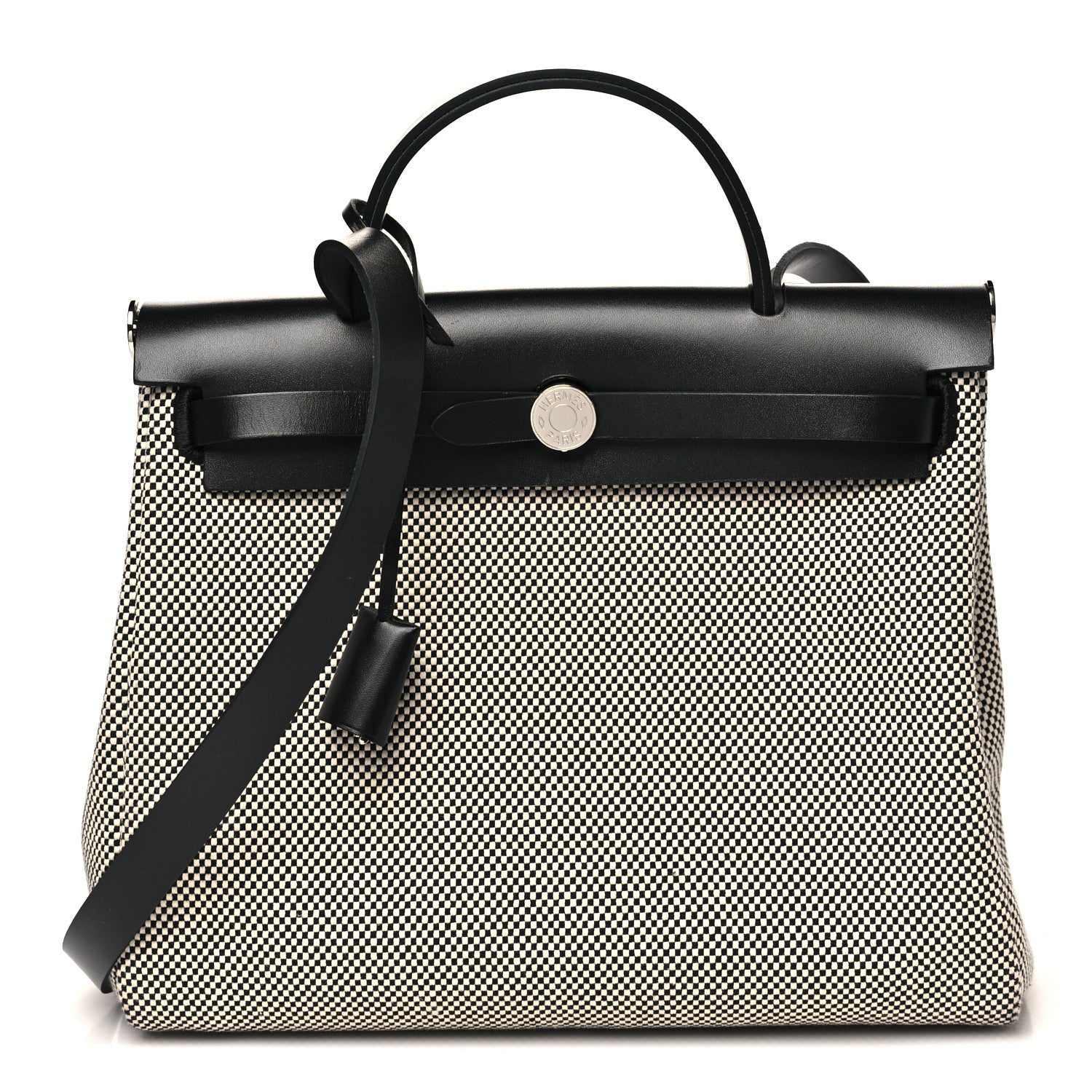 Hermes Vache Hunter Criss Viking Herbag Zip Retourne 31 PM Ecru Black 1 of 11