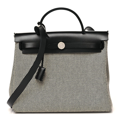 Hermes Vache Hunter Criss Viking Herbag Zip Retourne 31 PM Ecru Black 1 of 11
