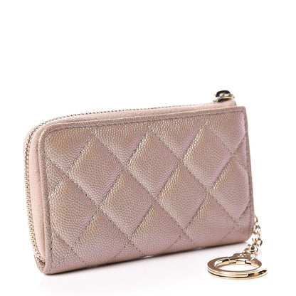 Chanel Iridescent Caviar Quilted Key Holder Case Light Gold 3 of 11