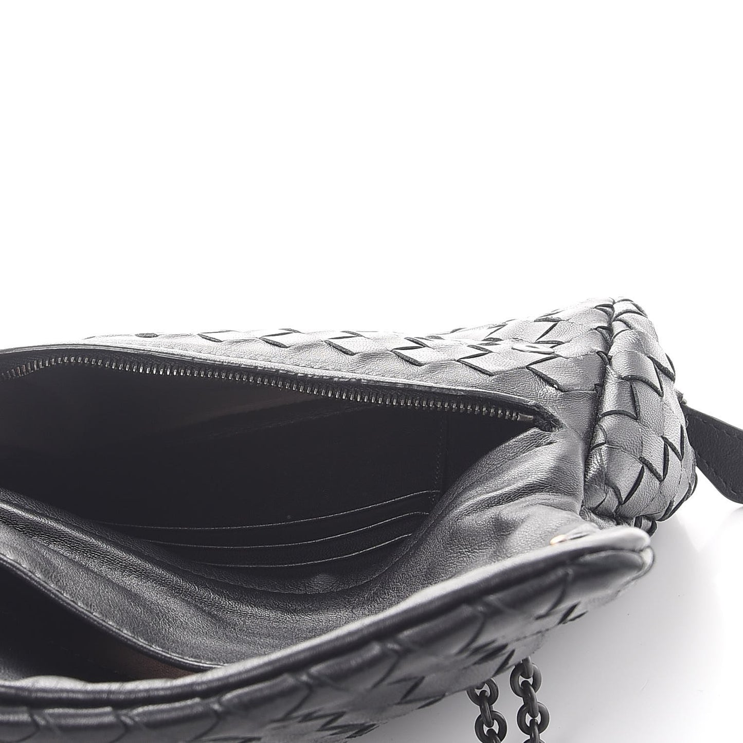 Nappa Intrecciato Mini Chain Messenger Black