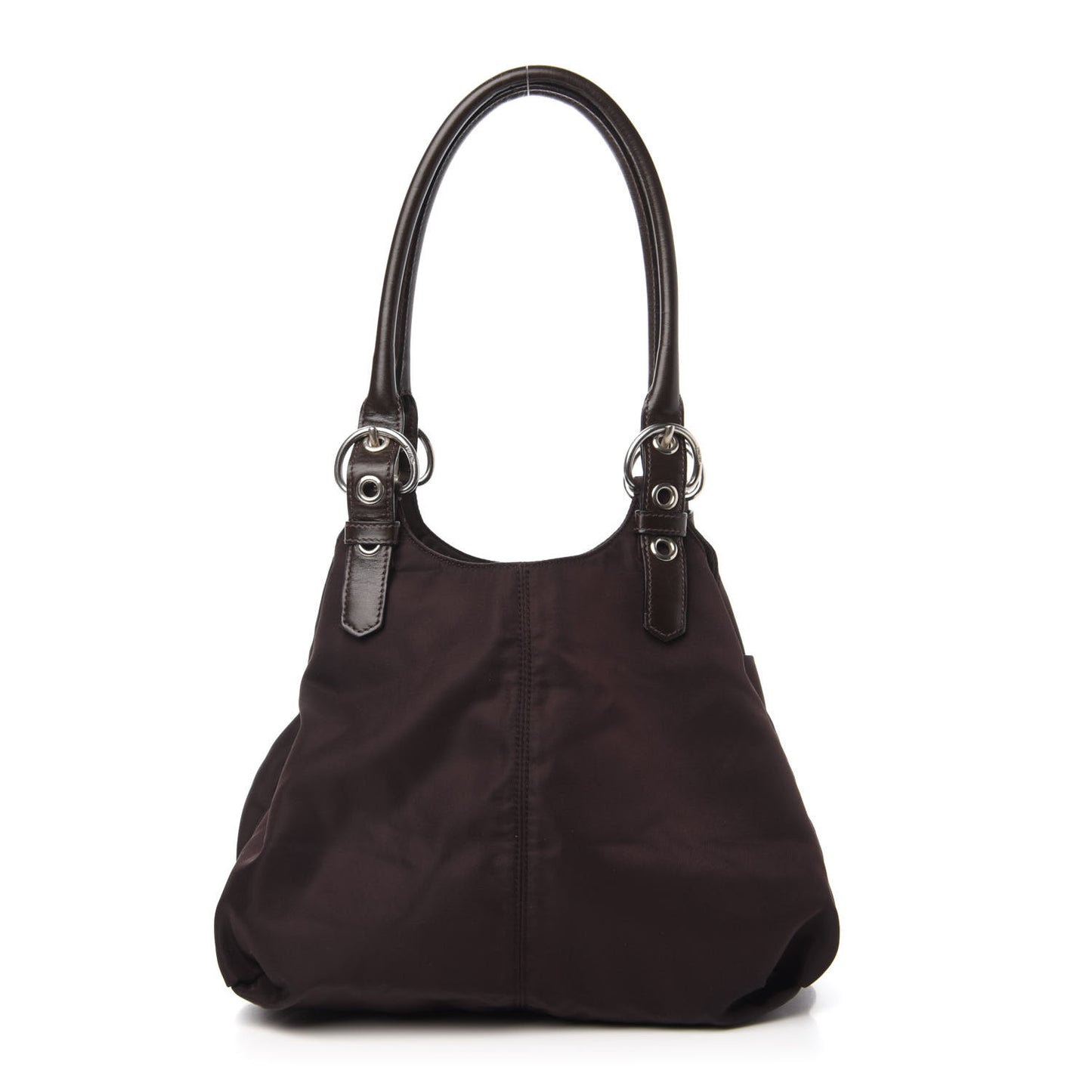 Tessuto Nylon Calfskin Shoulder Bag Moro