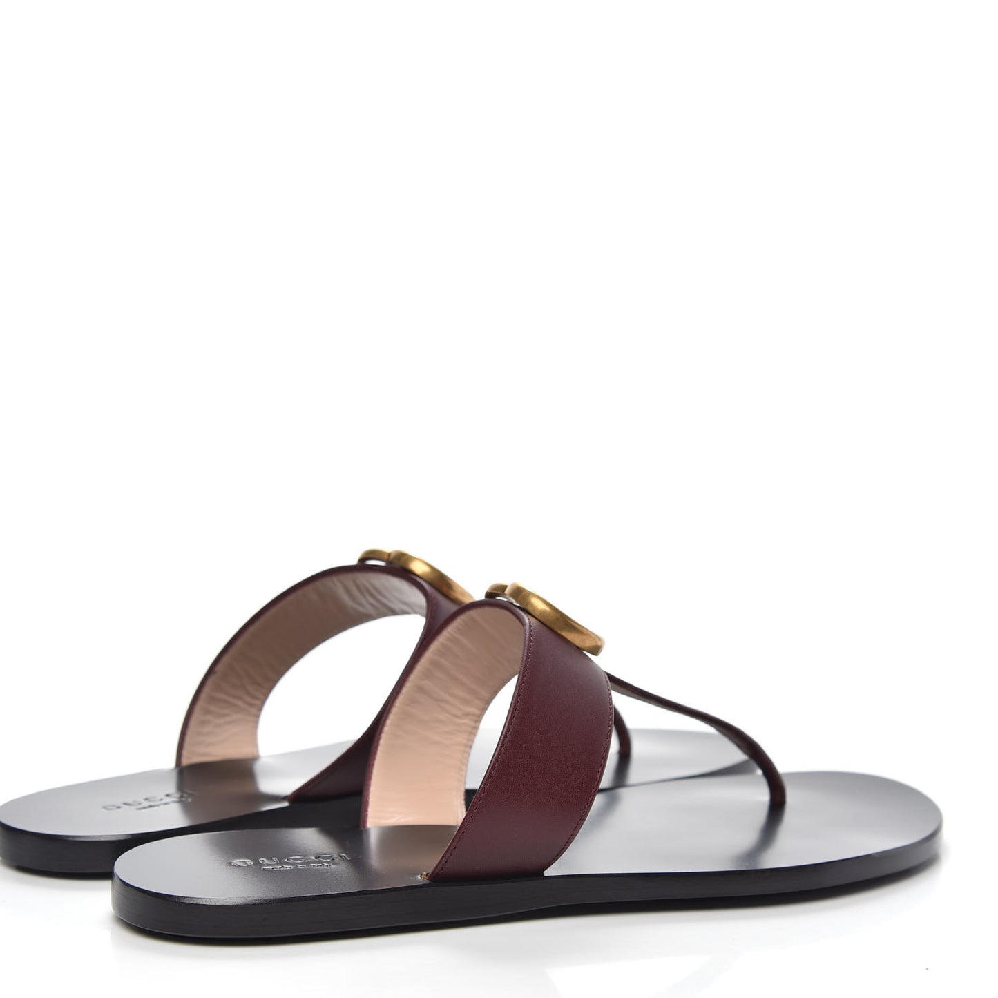 Calfskin GG Marmont Thong Sandals 37.5 Vintage Bordeaux