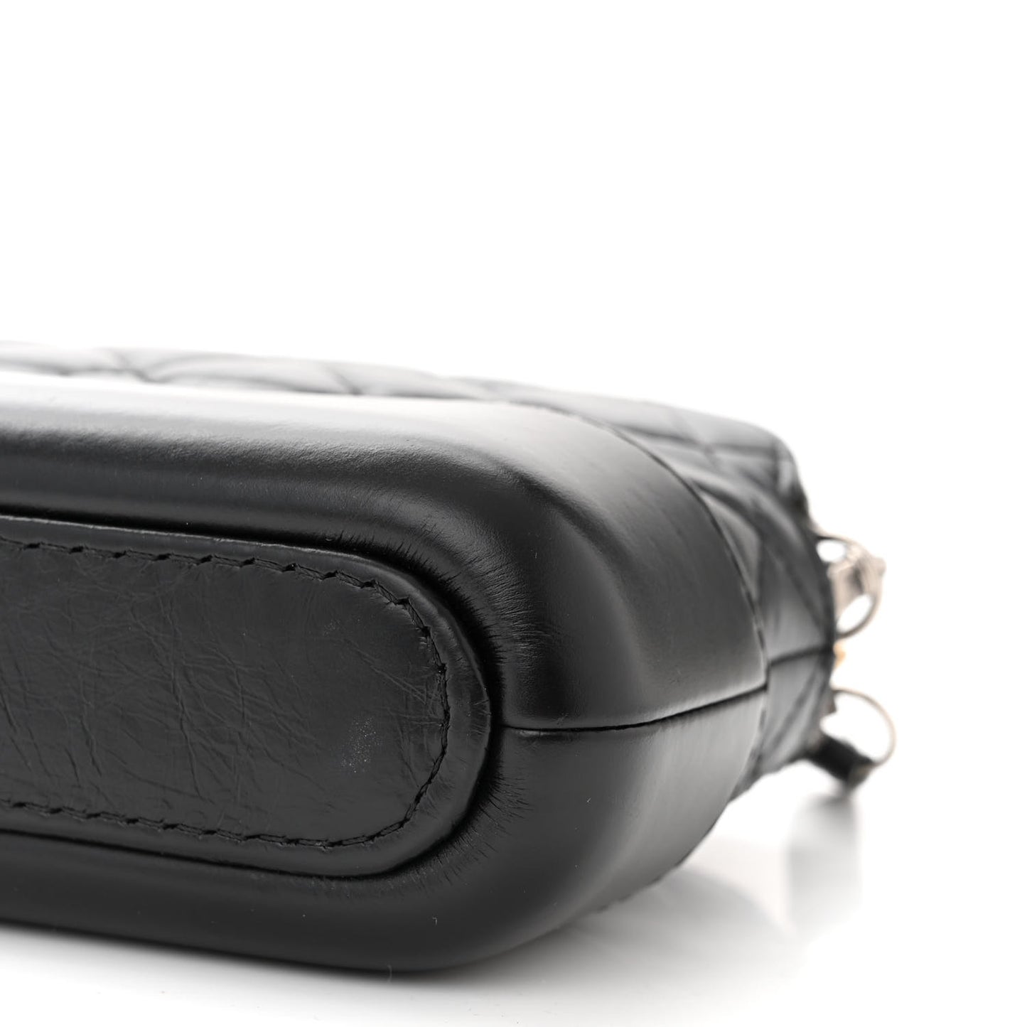 Aged Calfskin Quilted Small Gabrielle Clutch With Chain Black
