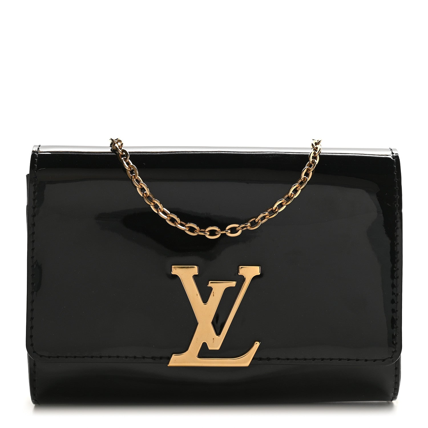 Louis Vuitton Patent Louise PM Chain Clutch Black 1 of 9
