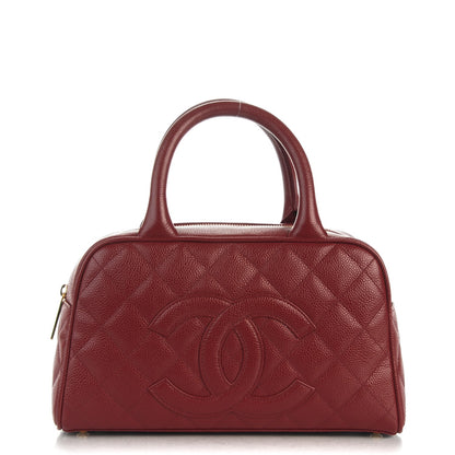 Chanel Caviar Quilted Small Bowler Dark Red 1 of 7