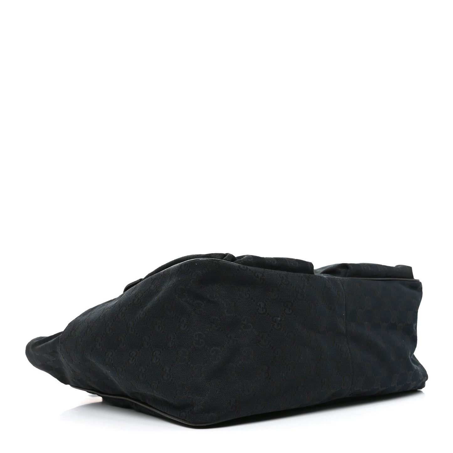 GG Monogram Medium Web Handle Double Pocket Tote Black