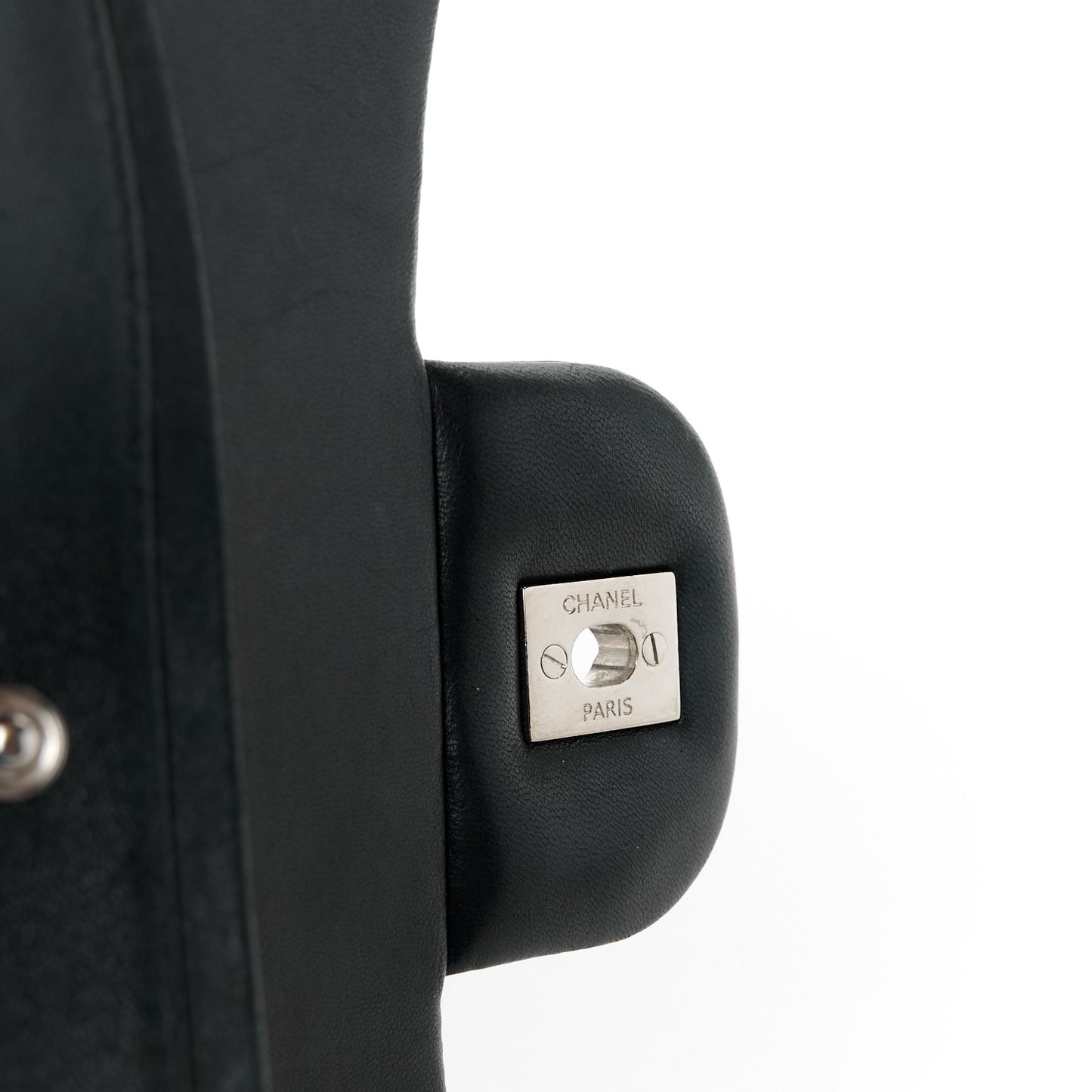 Lambskin Chevron Quilted Jumbo Double Flap Black