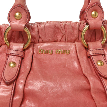 Miu Miu Vitello Lux Gathered Tote Rosa 6 of 9