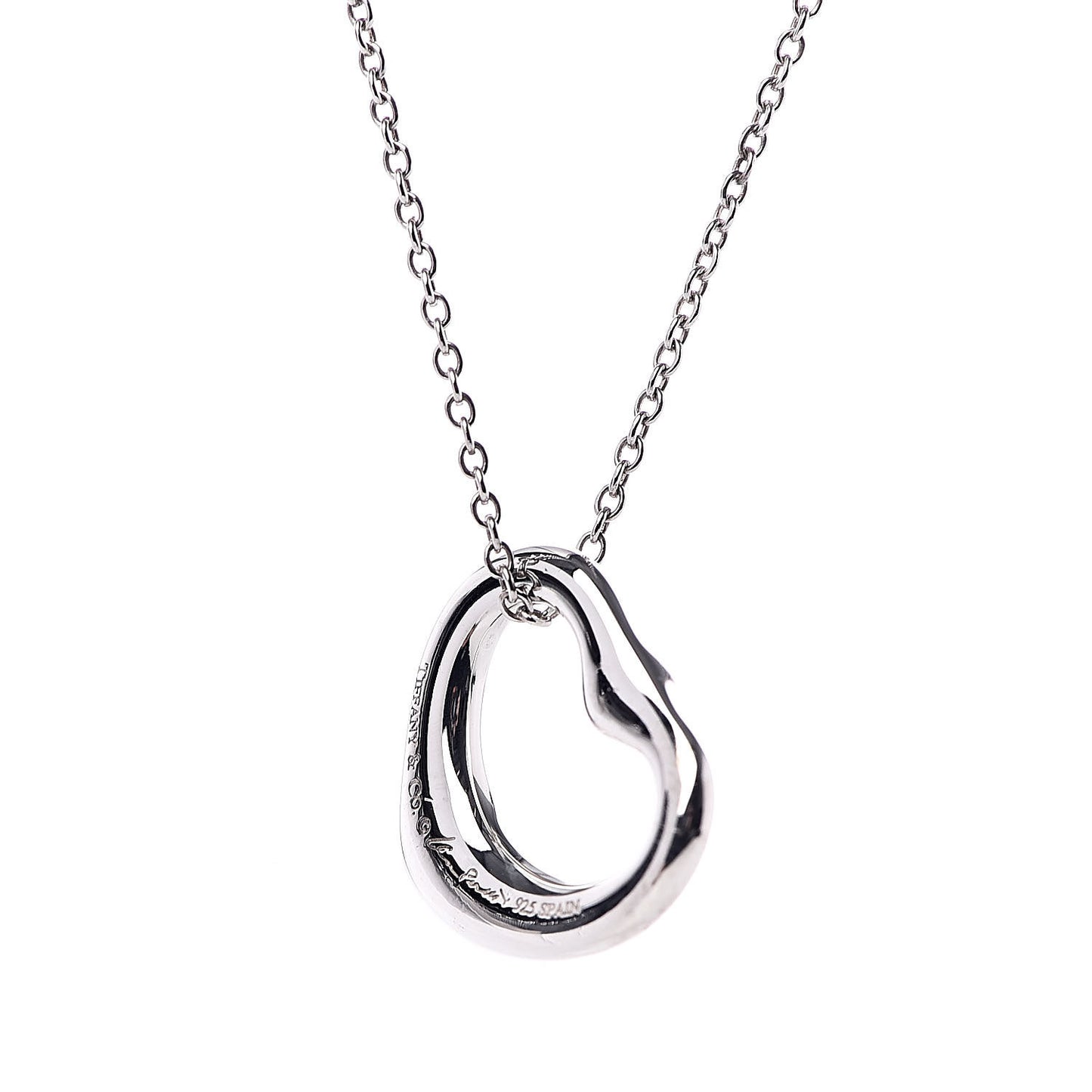 Sterling Silver Pink Sapphire Elsa Peretti 16mm Open Heart Pendant Necklace