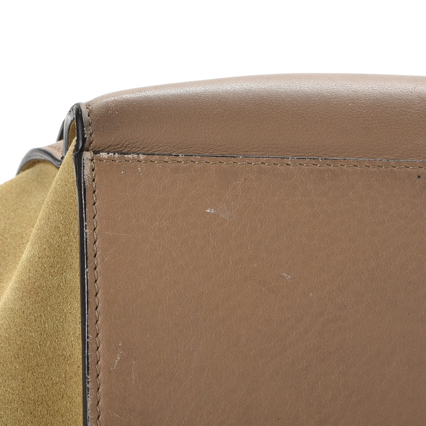 Smooth Calfskin Suede Medium Tri-Color Trapeze Olive