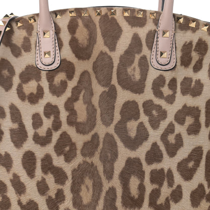 Valentino Garavani Calf Hair Animal Rockstud Satchel Leopard 7 of 14