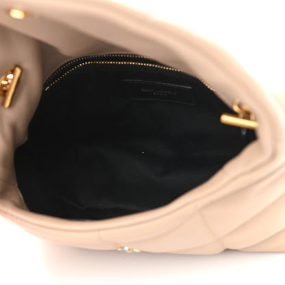 Saint Laurent Lambskin Quilted Toy Loulou Puffer Monogram Chain Satchel Dark Beige 5 of 9