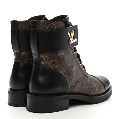Louis Vuitton Calfskin Monogram Wonderland Flat Ranger Boots 39 Black 4 of 9