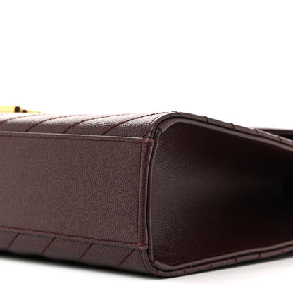 Saint Laurent Grain De Poudre Matelasse Chevron Large Monogram Satchel Rouge Legion 10 of 13